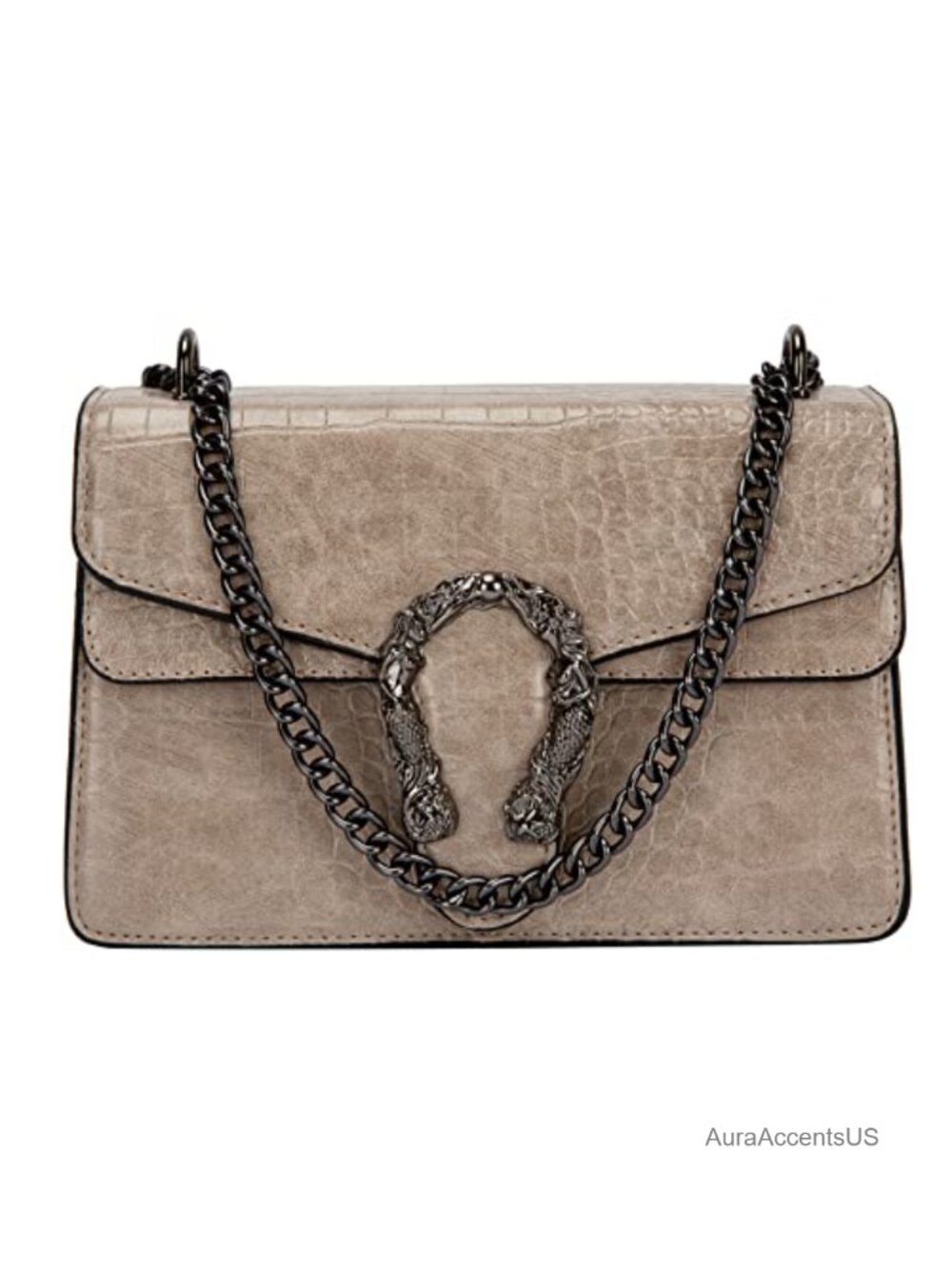 Vegan Leather Snake Print Satchel Crossbody Chain Purse for Women